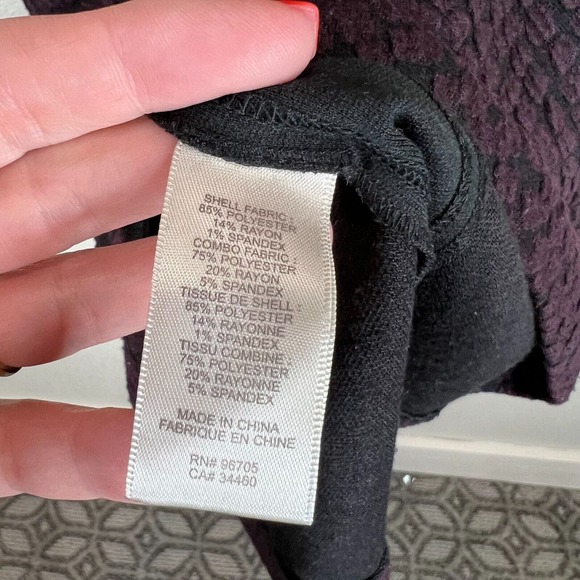 Rebecca Taylor‎ Dress 6 Women Textured Sheath Short Sleeve Black Purple - Picture 7 of 11